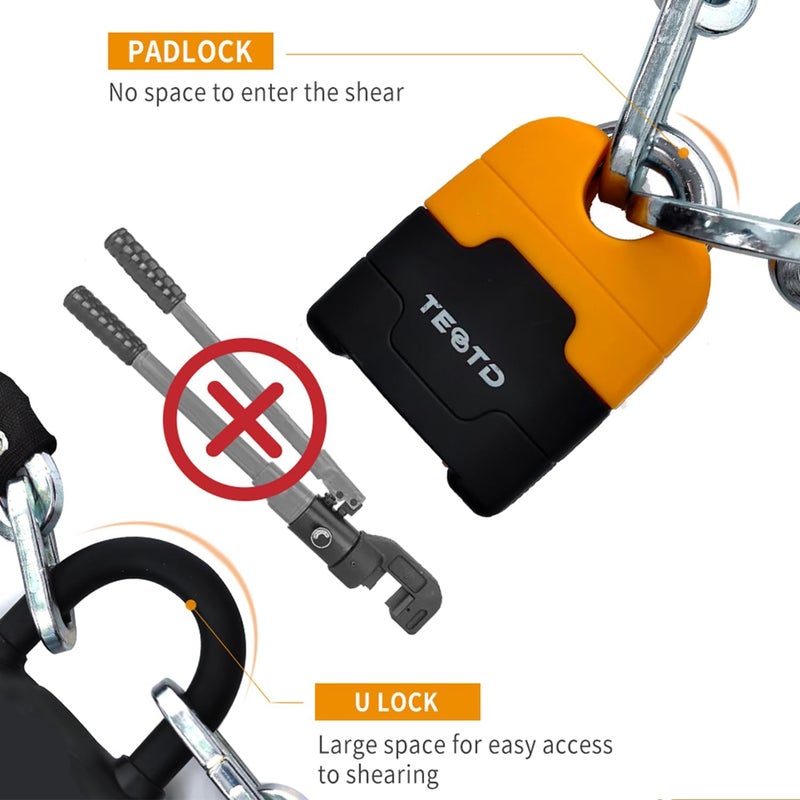 TEOOTD Heavy Duty Anti-Theft Motorcycle Chain Lock - 3ft/90cm Long, 10mm Thick Chain with Bright-Colored Lock, 4 Keys for Bicycle, Scooter (5.95lbs) - Image 3
